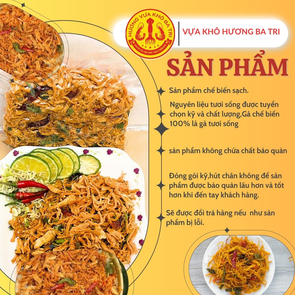 KHÔ GÀ LÁ CHANH - KHÔ GÀ HƯƠNG BA TRI